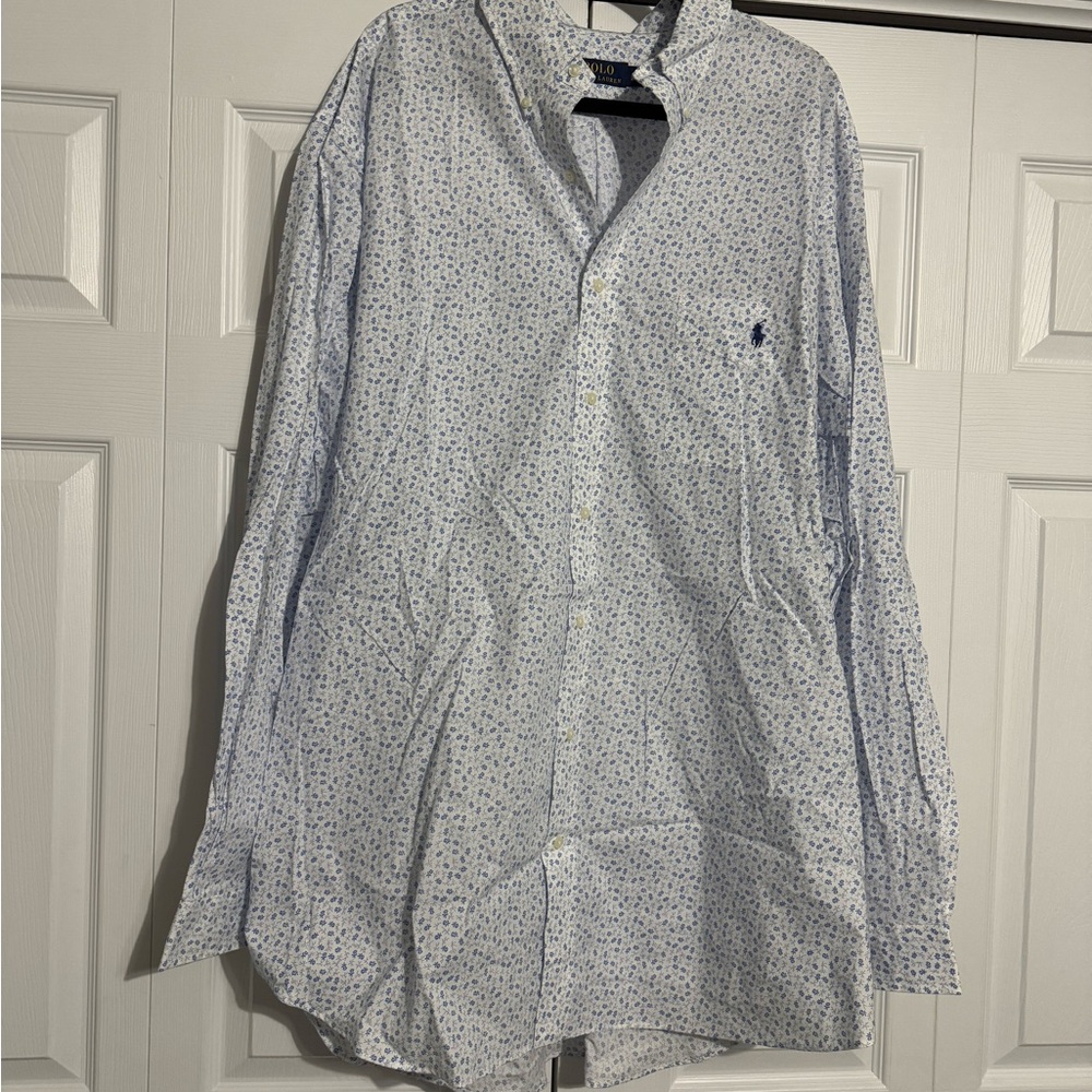 Polo by Ralph Lauren Men's Blue Patterned Shirt